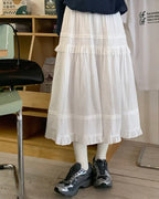 Dobby Ruffle Cotton Skirt
