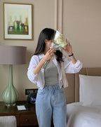 Back Button Cotton Blouse