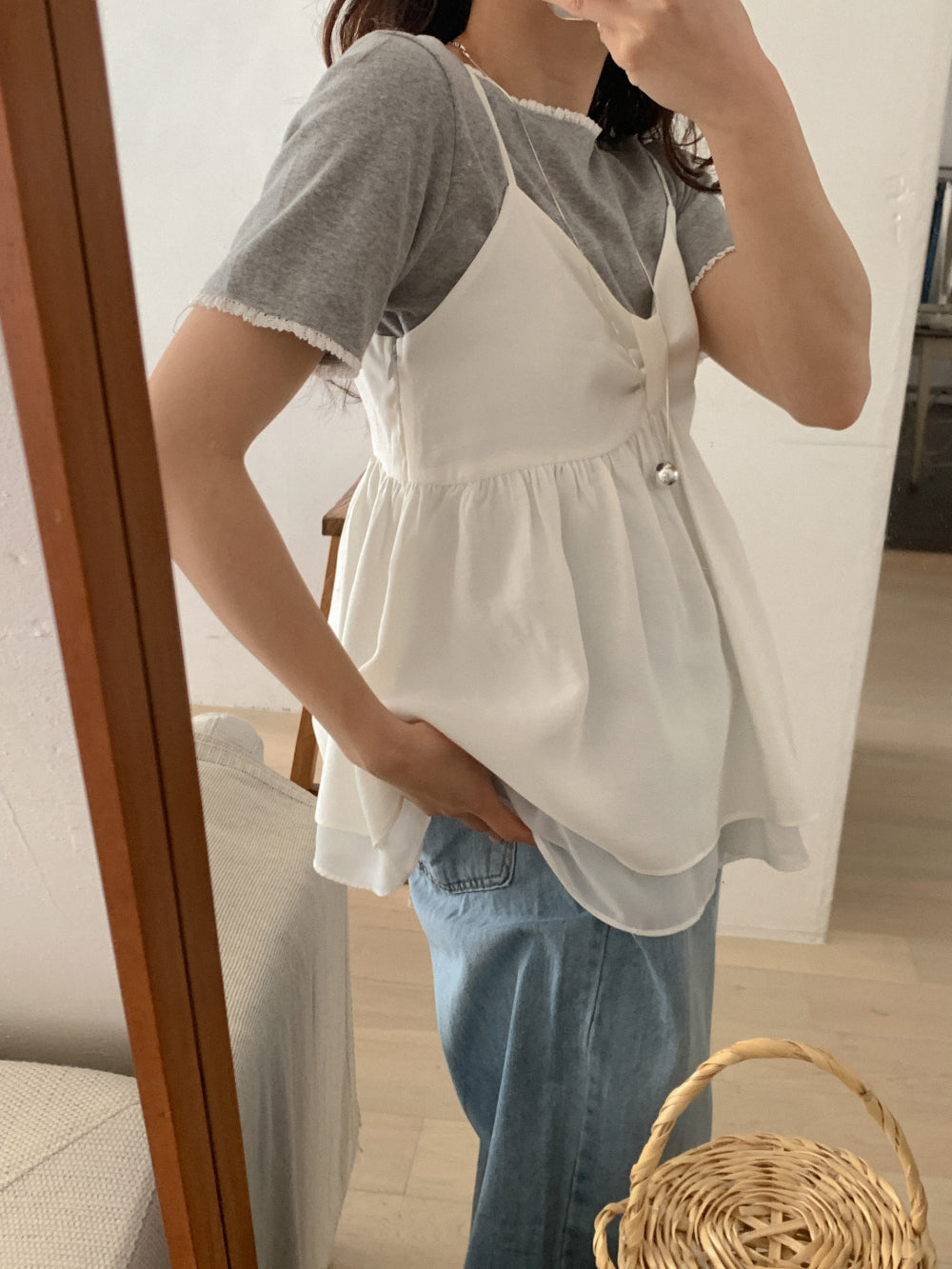 Ribbon Flare Cami Blouse