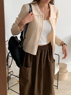 Cable Knit Zip-Up Cardigan