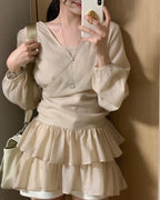 Frill Sleeveless Blouse Set