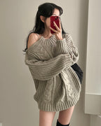 Shoulder Button Cable Knit