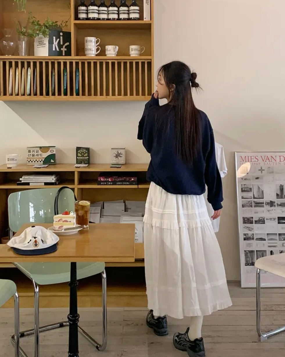 Dobby Ruffle Cotton Skirt