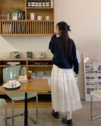 Dobby Ruffle Cotton Skirt