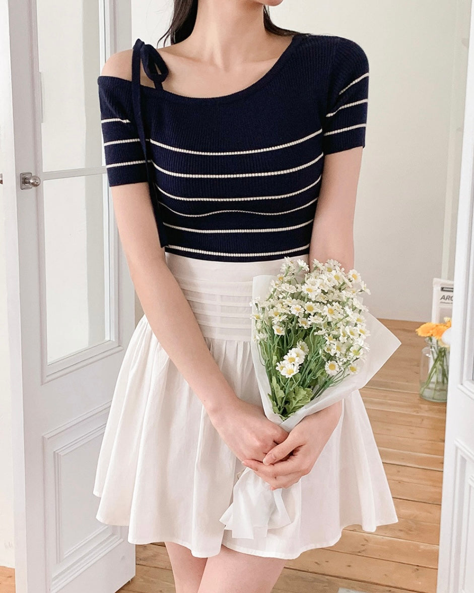 Striped Ribbon Short Sleeves