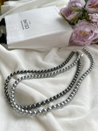 Grey Pearl Silver Necklace