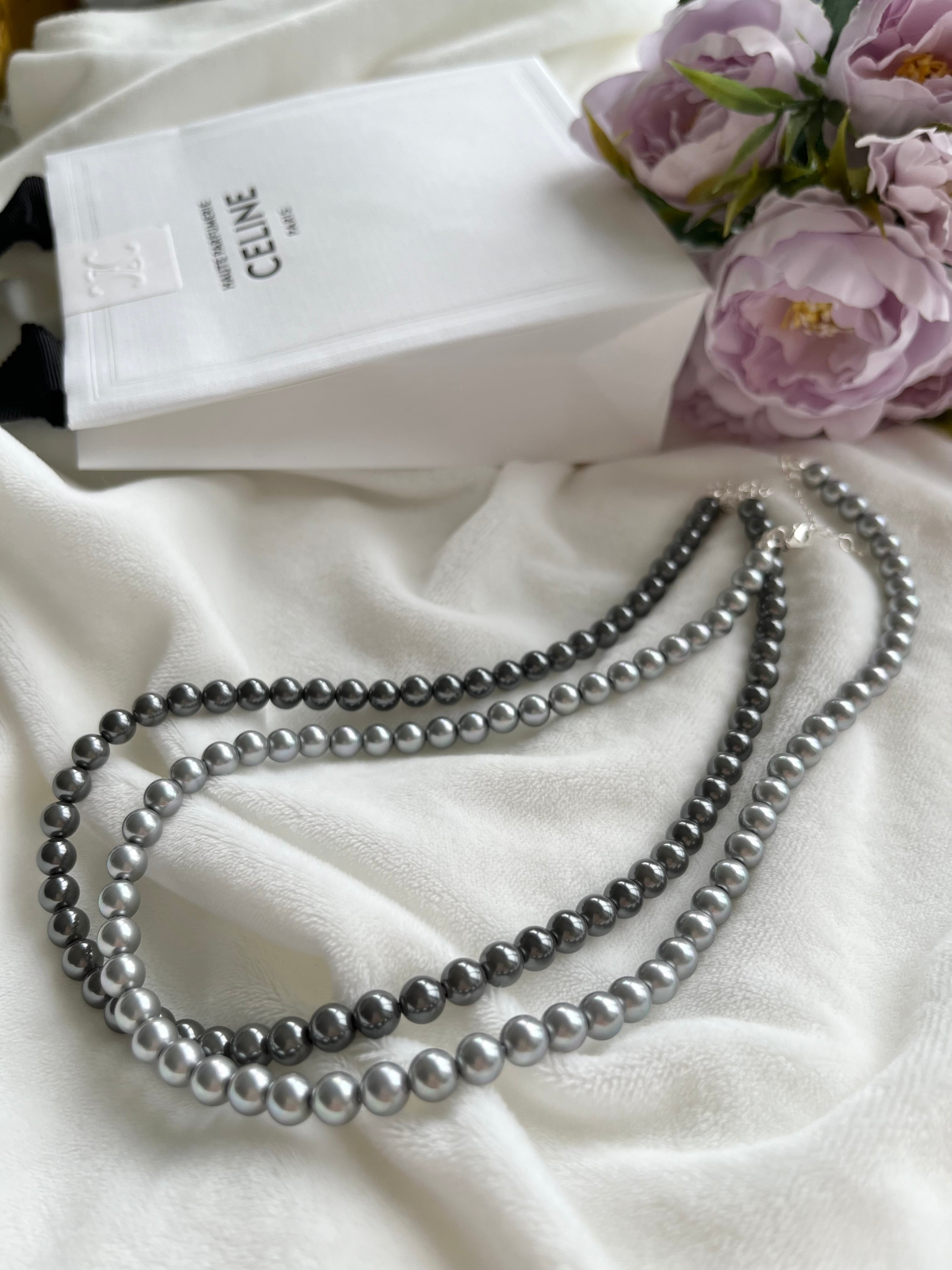 Grey Pearl Silver Necklace