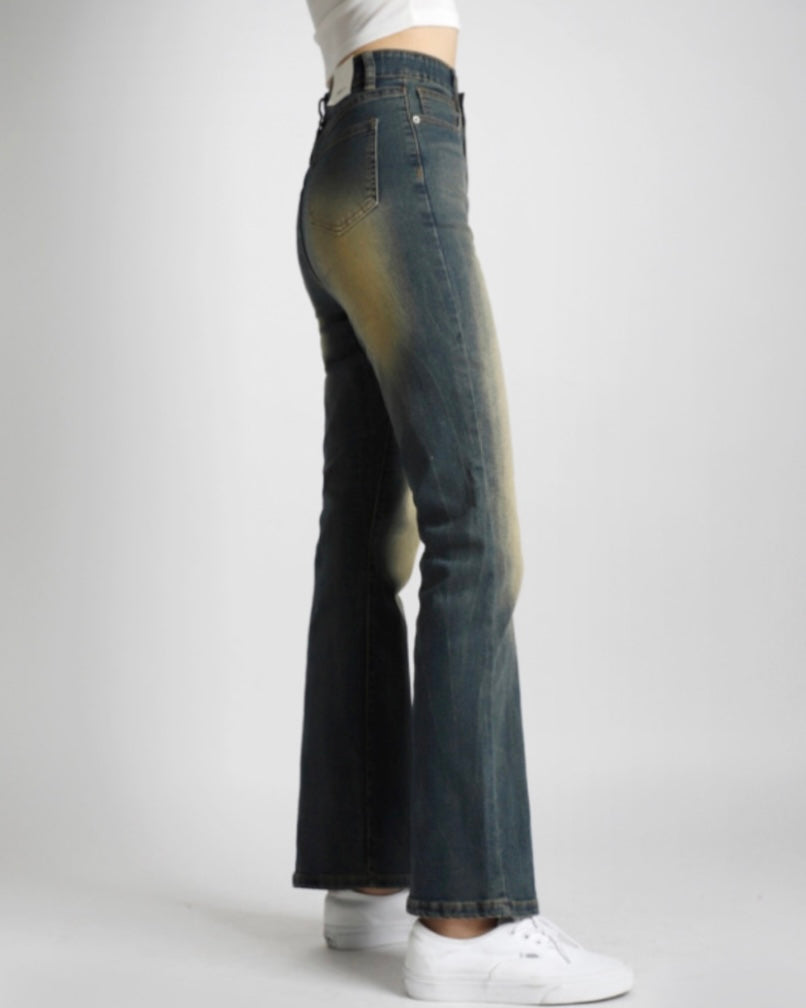 [Short/Long] Vintage Yellow Stretchy Semi-Flared Jeans