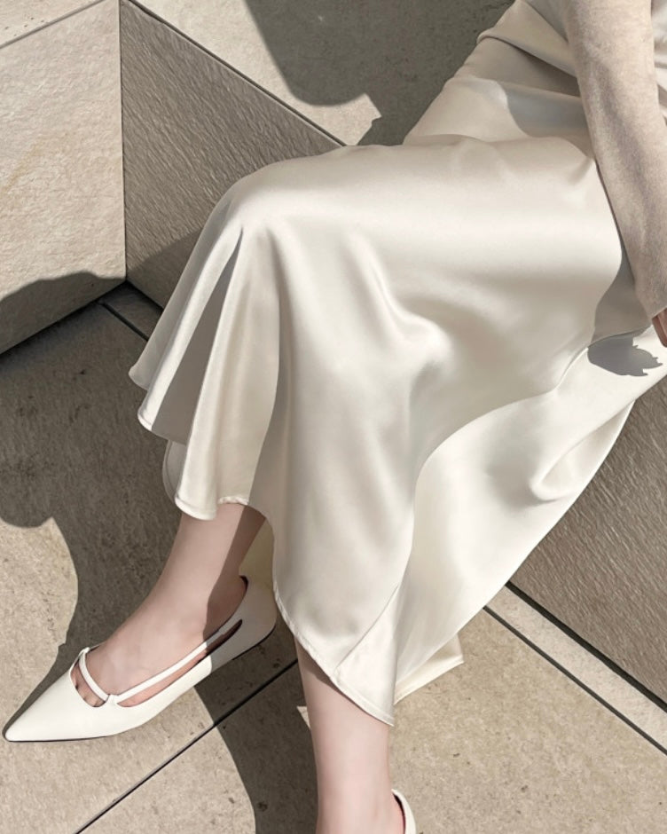 Hidden Banding Satin Maxi Skirt