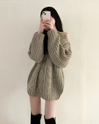 Shoulder Button Cable Knit