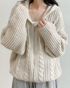 Hoodie Cable Knit Zip-Up