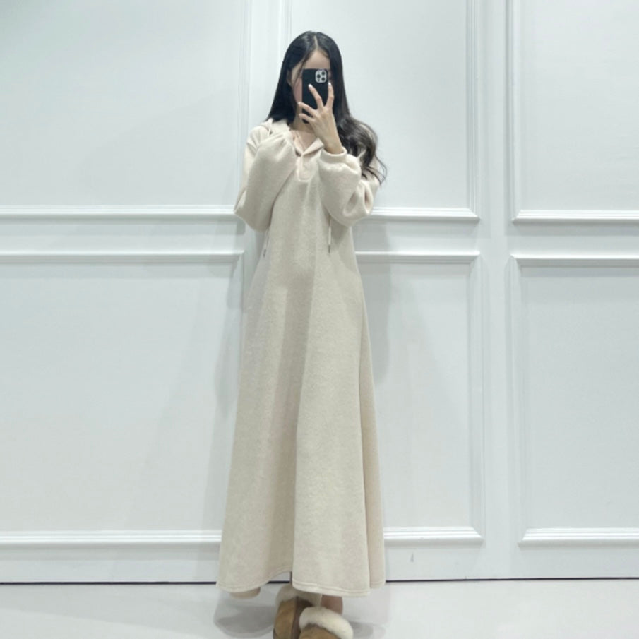 Fleece Hoodie Long Dress