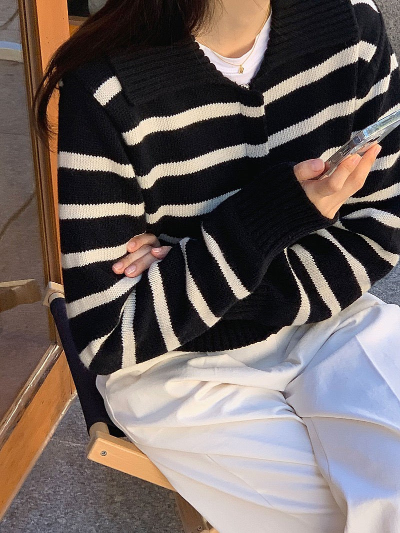 Moni Striped Knit Zip-Up