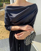 Shirring Elbow Sleeve Blouse