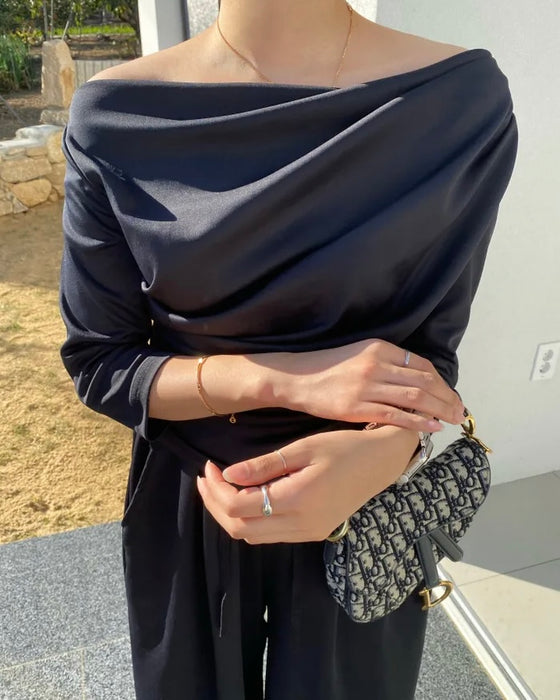 Shirring Elbow Sleeve Blouse