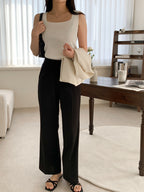 Square-Neck Knit Sleeveless
