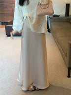 Hidden Banding Satin Maxi Skirt