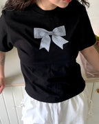Ribbon Printing Short-Sleeve Top