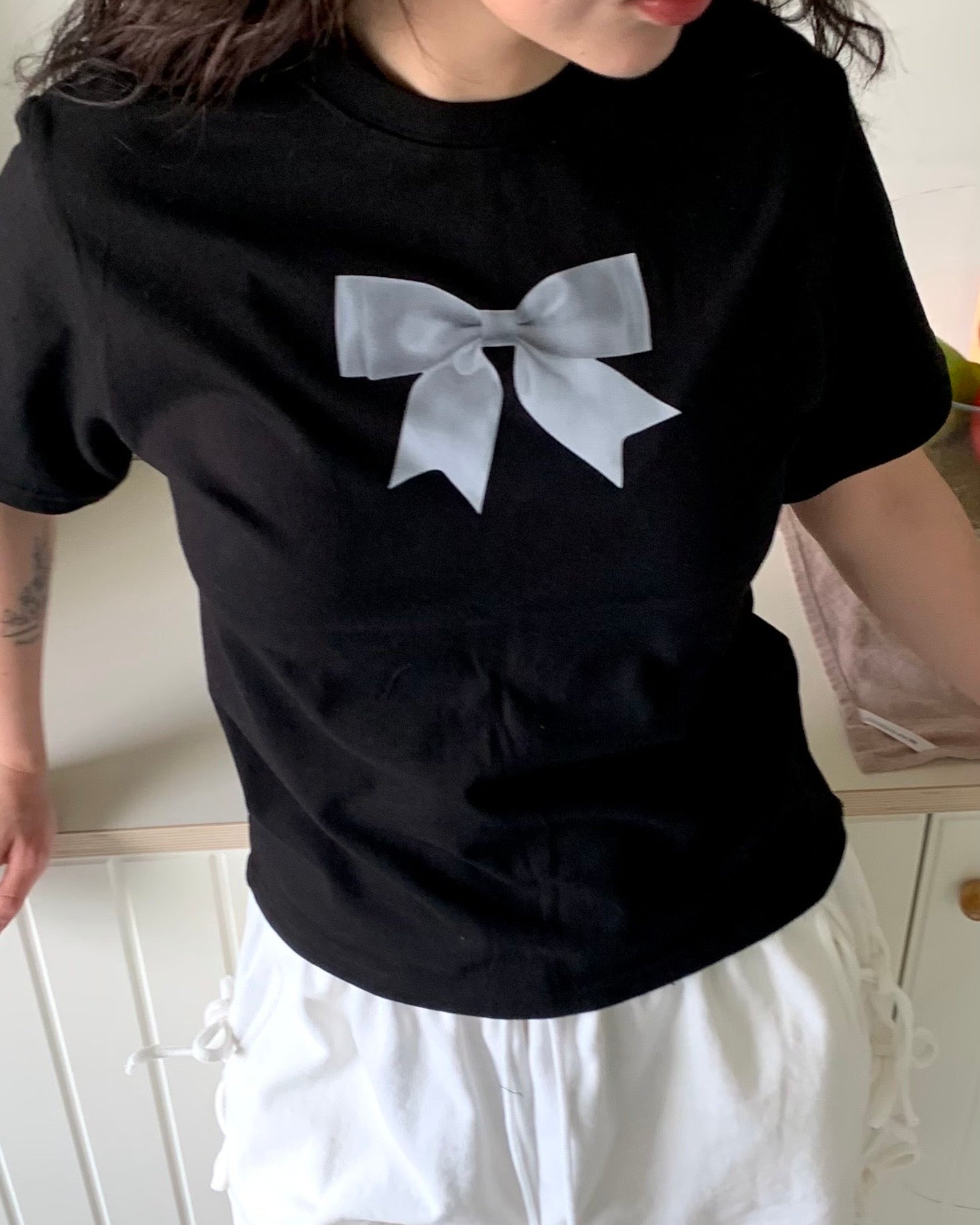 Ribbon Printing Short-Sleeve Top
