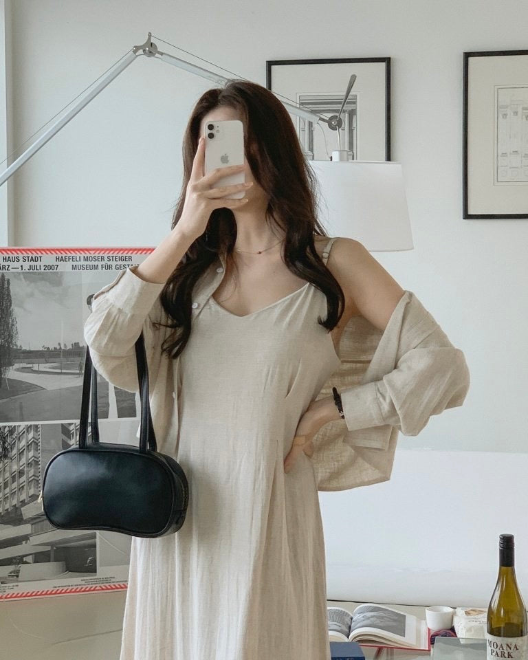 Linen Shirt Dress Set