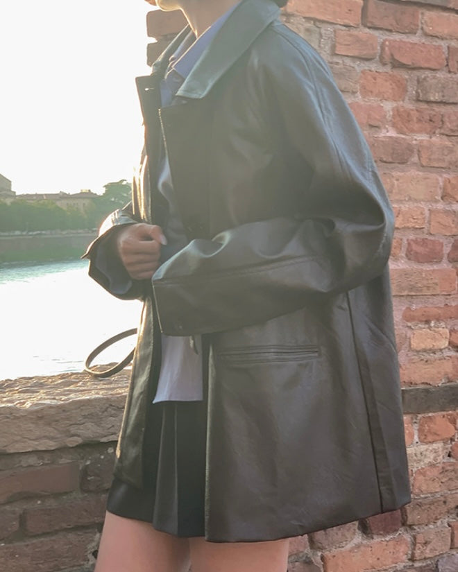 Roel Leather Half Jacket