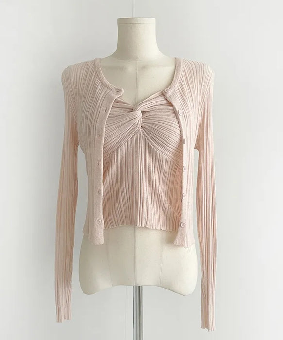 Twist Sleeveless Cardigan Set