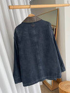 Leather Collar Denim Jacket