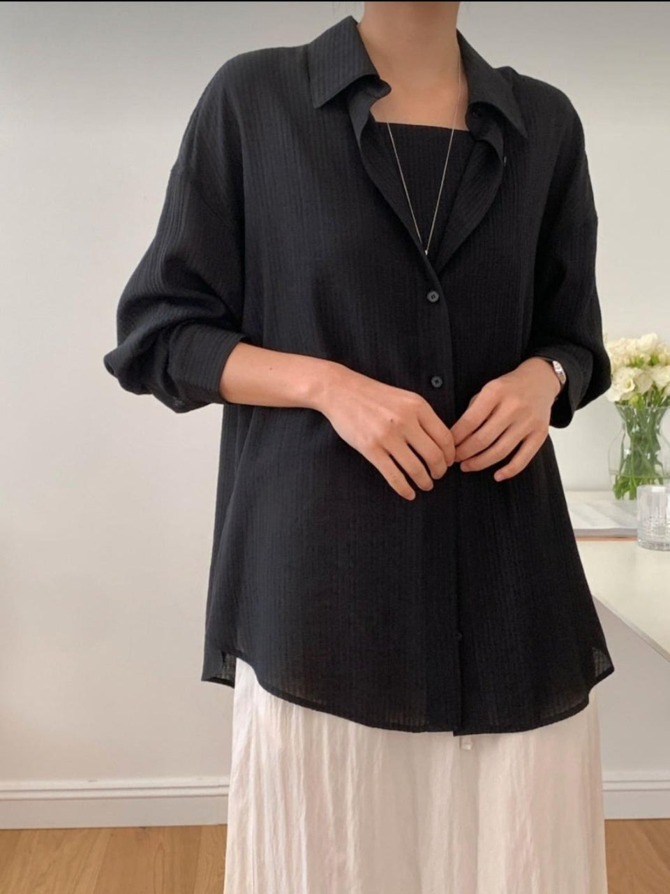 Back Ribbon Oversized Fit Shirt