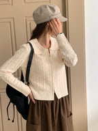 Cable Knit Zip-Up Cardigan