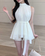 [ Sale Excluded ] Halter-Neck Chiffon Blouse