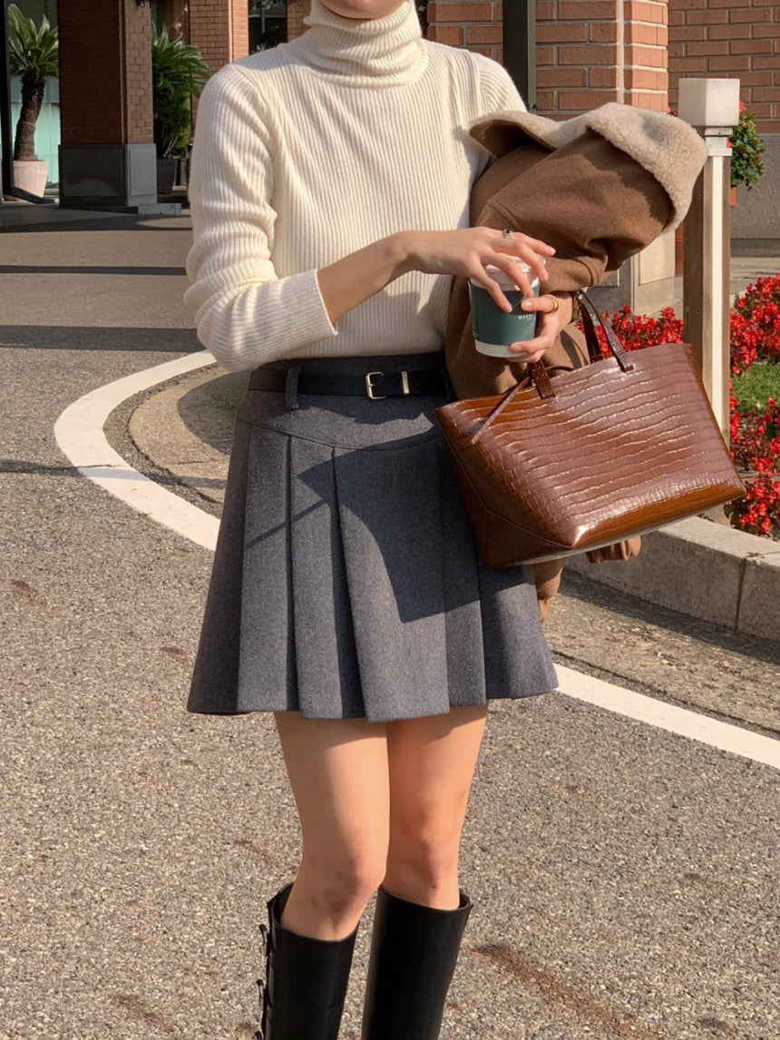 [S,M] Tommy Wool Skirt + Belt