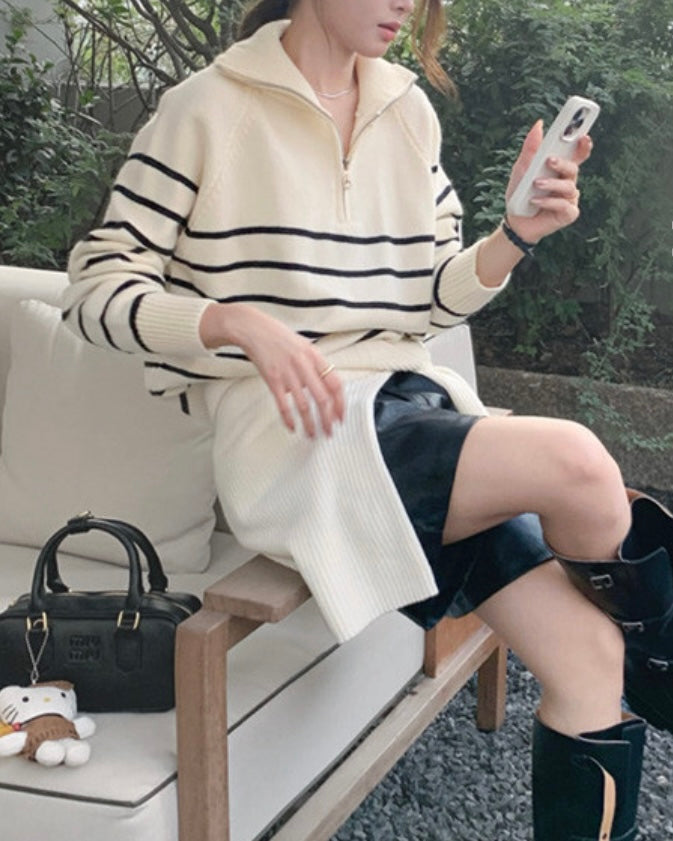 Soy Striped Half Zip-Up