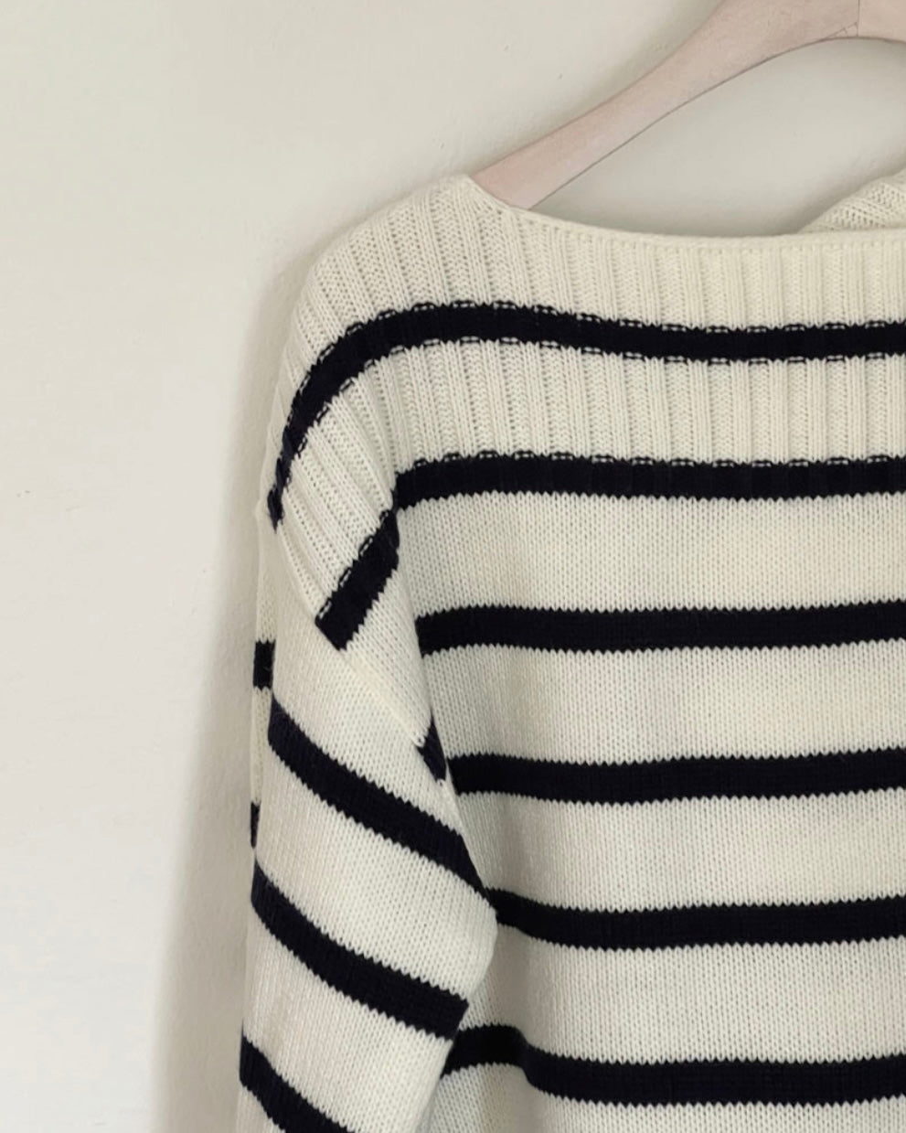 Striped Boat-neck Knit Top