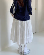 Dobby Ruffle Cotton Skirt