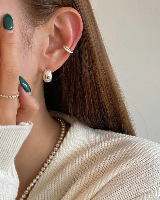 Silver C Volume Earrings