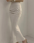Hip Shirring Long Skirt