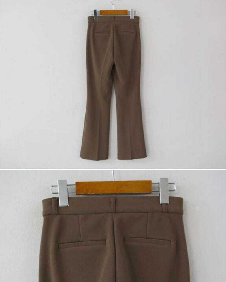[S,M] Hidden Banding Flared Slacks