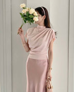 Shirring Half-Neck Top