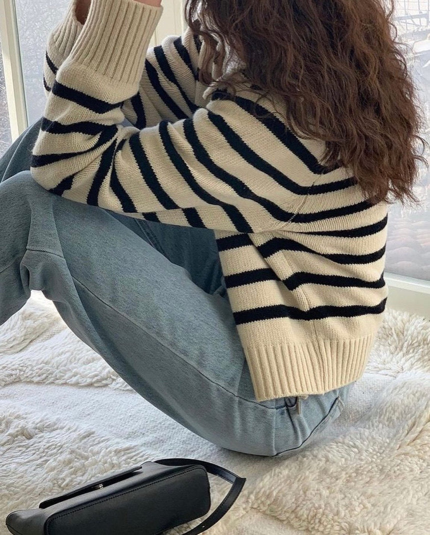 Moni Striped Knit Zip-Up