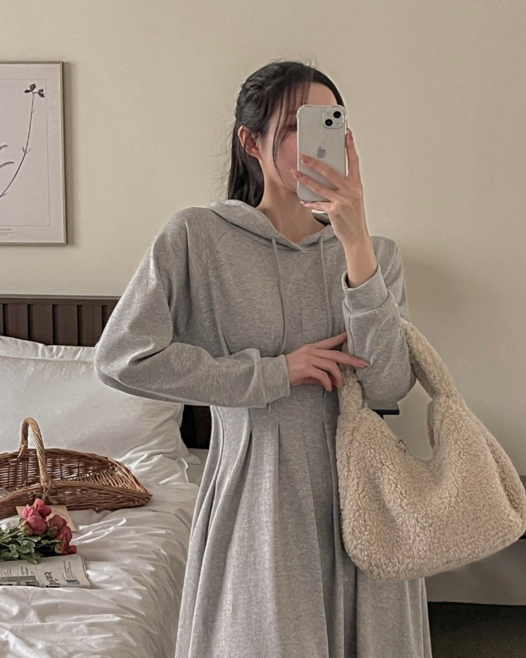 Hoodie Pintuck Long Dress