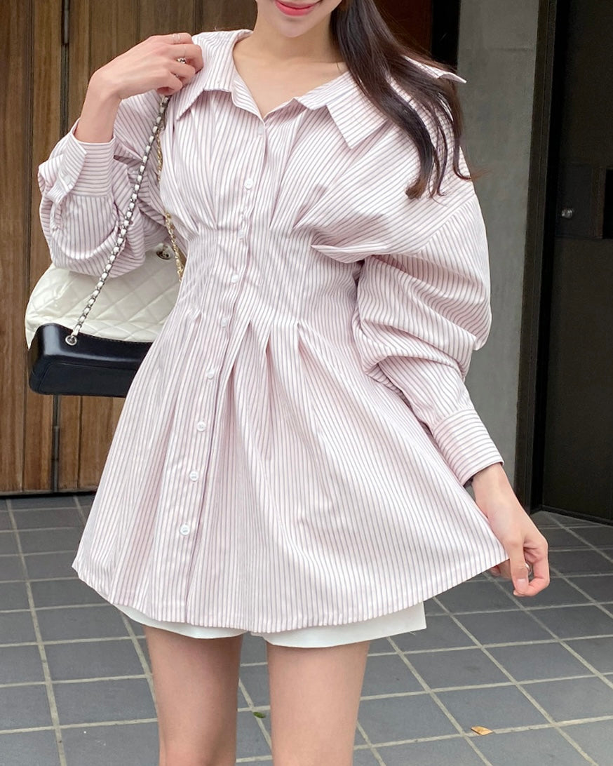 [ Pre-order ] Back Strap Shirt Mini Dress
