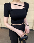 Oblique Line Cropped Top