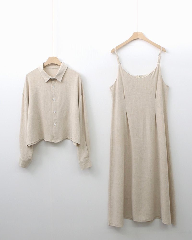 Linen Shirt Dress Set