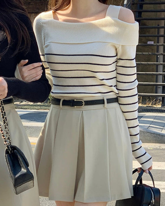 Mia Unbalanced Off-Shoulder Knit Top