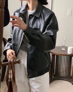 Premium Crackle Leather Blouson