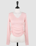 Ribbed Shirring V-Neck Top