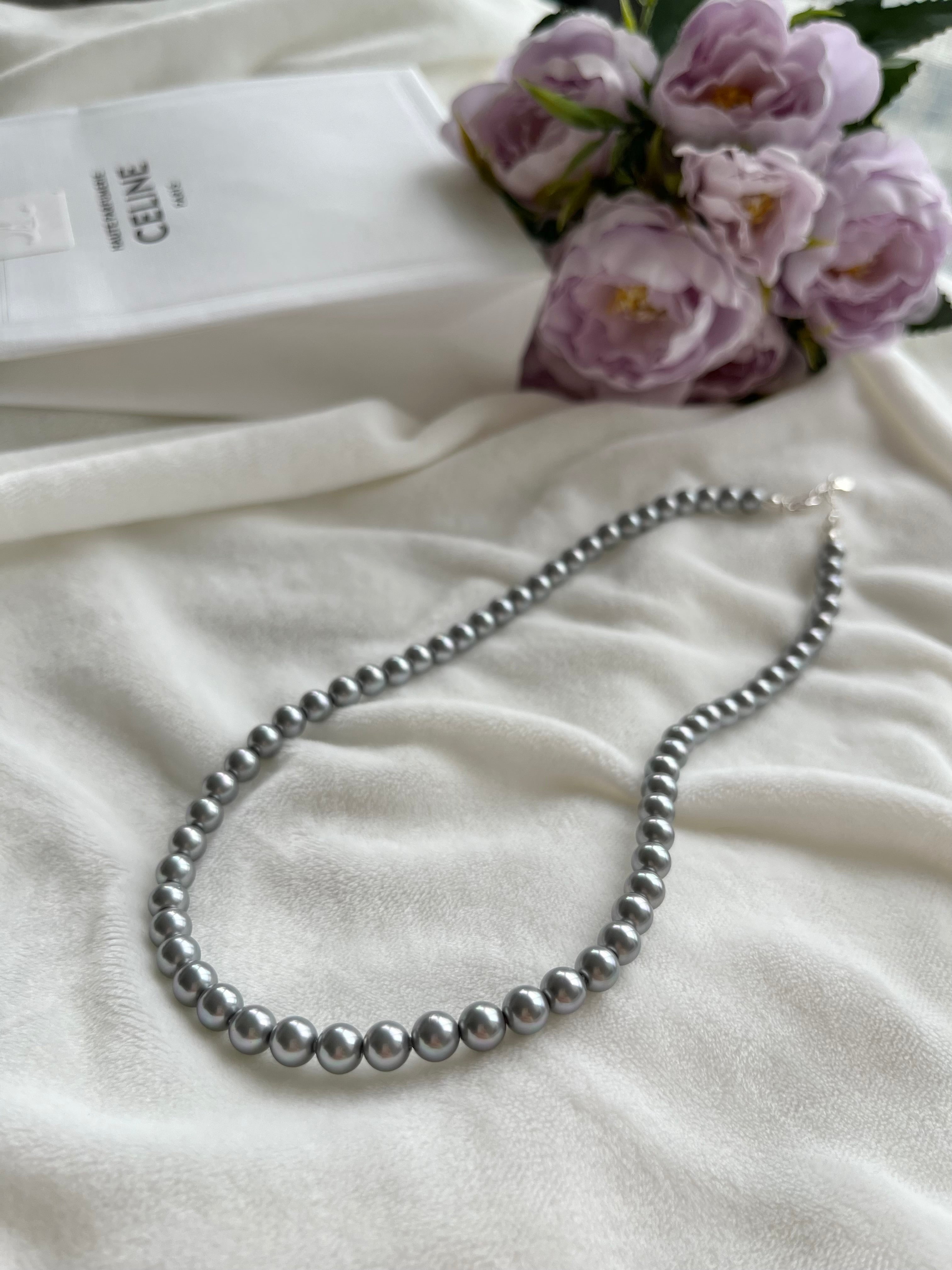 Grey Pearl Silver Necklace