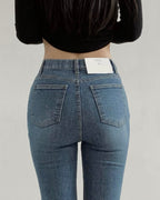 [S,M,L] Tunnel Waistband Stretchy Flared Denim Pants