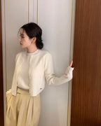 Knitted Short-Sleeves Cardigan Set