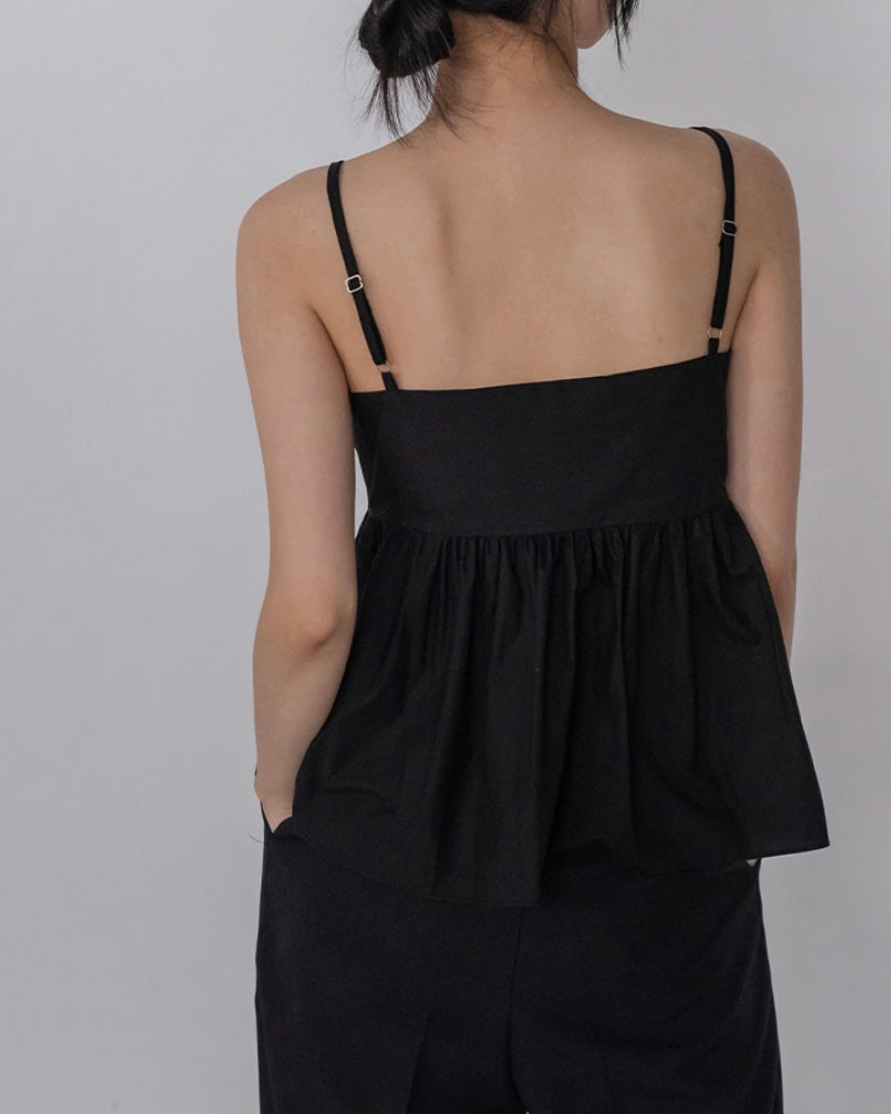 Shirring Adjustable Strap Blouse